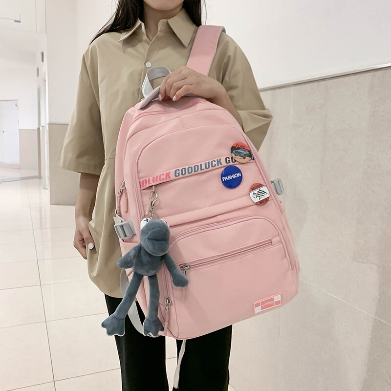 Kylethomasw Waterproof Nylon Men Women School Backpack Fashion Travel Lady Bag Trendy Girl Boy Laptop College Backpack Female Male Book Bags