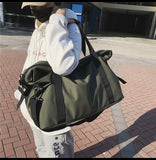 Kylethomasw Fitness Travel Tote Fashionable Travel Bags Men Simple Black Sports Women's Shoulder Luggage Bag Large-Capacity Handbag