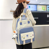 Kylethomasw 4 Pcs Women's Backpack Cartoon Print Cute Student School Bag For Teenage Girls Boys Waterproof Travel Rucksack Mochila 2022 New