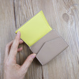WR Short Three Fold Leather Wallet 2022 New Fashion Women's Cowhide Cabinet Color Contrast Multi Card Pocket Wallet