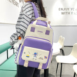 Kylethomasw 4 Pcs Women's Backpack Cartoon Print Cute Student School Bag For Teenage Girls Boys Waterproof Travel Rucksack Mochila 2022 New