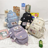 Kylethomasw New Nylon Women Backpack Fashion Multi-pocket Female Travel Bag Kawaii School Bag Backpack for College Girls Cute Bookbag