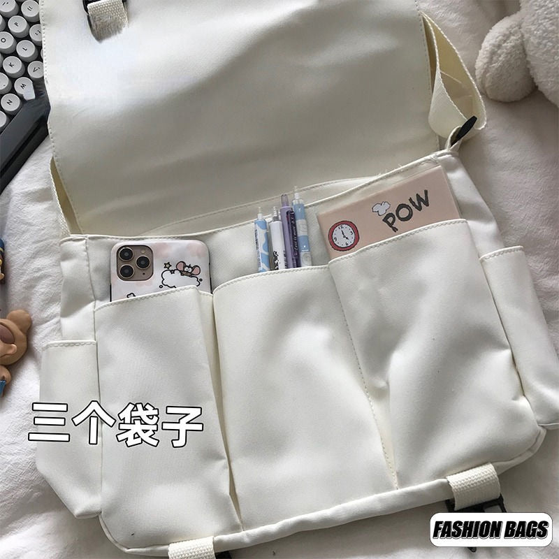 Kylethomasw Korean Fashion Casual Nylon Bag Women&Men Unisex Shoulder Bag Collage Student Crossbody Bags School Book Bag Messenger Bag Bolso