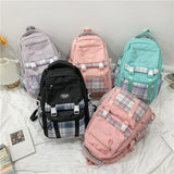 Kylethomasw Lattice College Kawaii Backpack Girl Cute Travel Backpack Trendy Cool Women School Bag Fashion Female Laptop Student Kids Bags