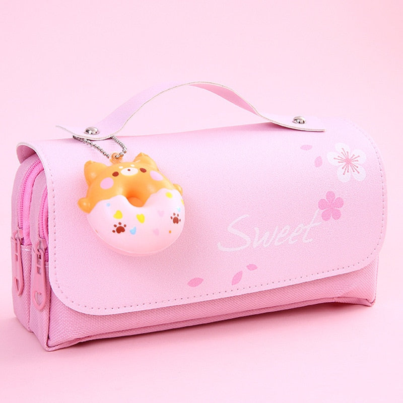 Decompression pencil case Portable cute pencil bag Cartoon school stationery bag Student pen case Unzip children pen bag prize