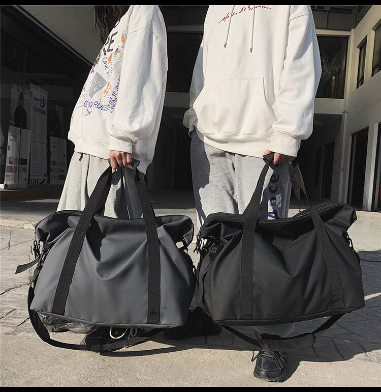 Kylethomasw Fitness Travel Tote Fashionable Travel Bags Men Simple Black Sports Women's Shoulder Luggage Bag Large-Capacity Handbag