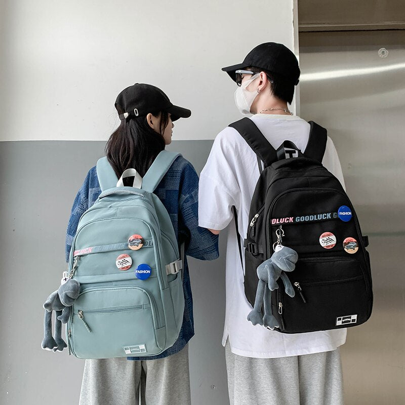 Kylethomasw Waterproof Nylon Men Women School Backpack Fashion Travel Lady Bag Trendy Girl Boy Laptop College Backpack Female Male Book Bags