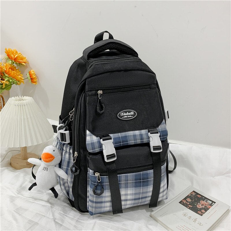 Kylethomasw Lattice College Kawaii Backpack Girl Cute Travel Backpack Trendy Cool Women School Bag Fashion Female Laptop Student Kids Bags