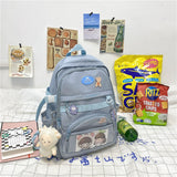 Kylethomasw New Nylon Women Backpack Fashion Multi-pocket Female Travel Bag Kawaii School Bag Backpack for College Girls Cute Bookbag