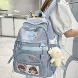 Kylethomasw New Nylon Women Backpack Fashion Multi-pocket Female Travel Bag Kawaii School Bag Backpack for College Girls Cute Bookbag