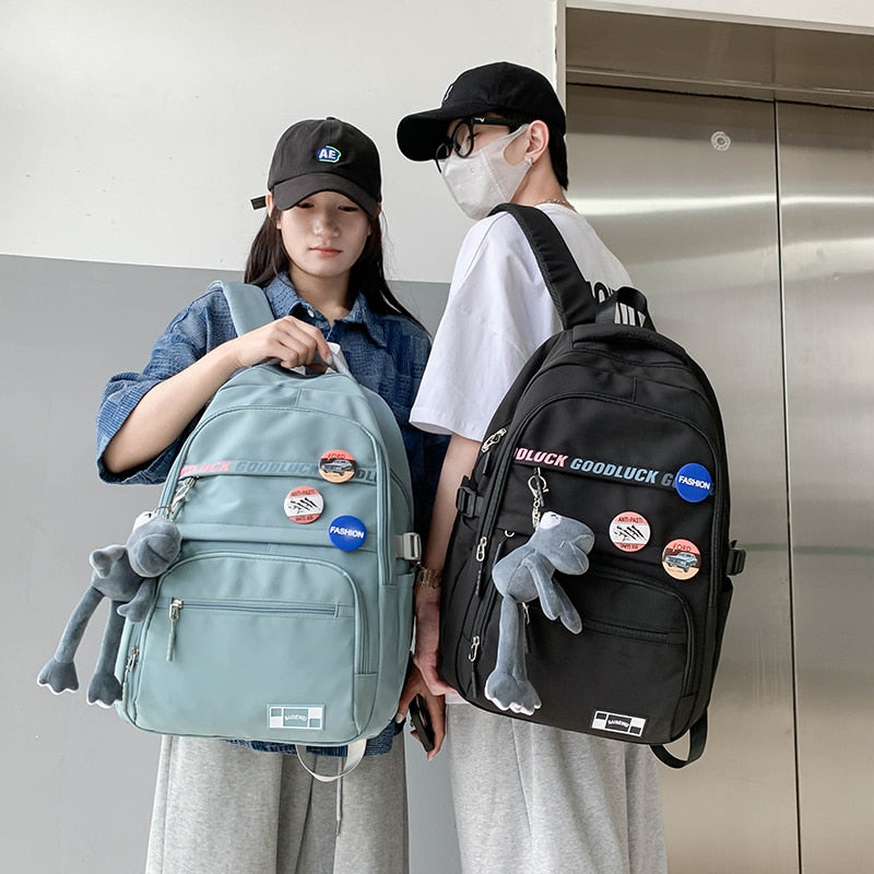 Kylethomasw Waterproof Nylon Men Women School Backpack Fashion Travel Lady Bag Trendy Girl Boy Laptop College Backpack Female Male Book Bags