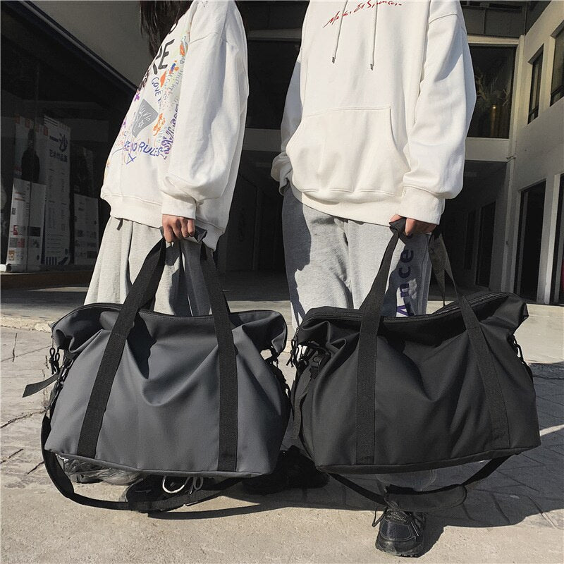 Kylethomasw Fitness Travel Tote Fashionable Travel Bags Men Simple Black Sports Women's Shoulder Luggage Bag Large-Capacity Handbag