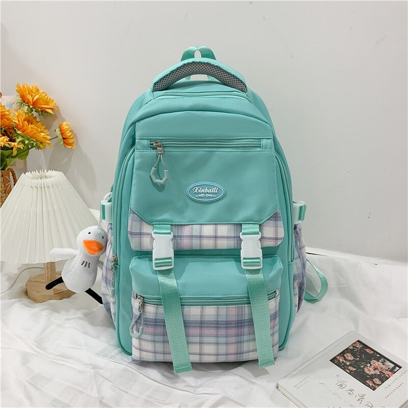Kylethomasw Lattice College Kawaii Backpack Girl Cute Travel Backpack Trendy Cool Women School Bag Fashion Female Laptop Student Kids Bags
