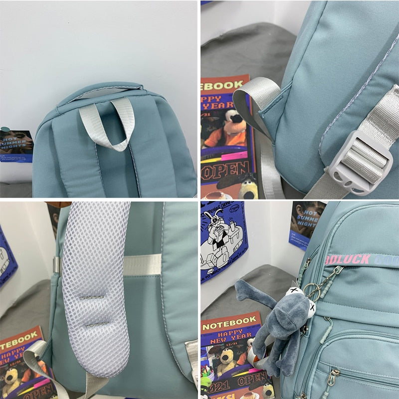 Kylethomasw Waterproof Nylon Men Women School Backpack Fashion Travel Lady Bag Trendy Girl Boy Laptop College Backpack Female Male Book Bags