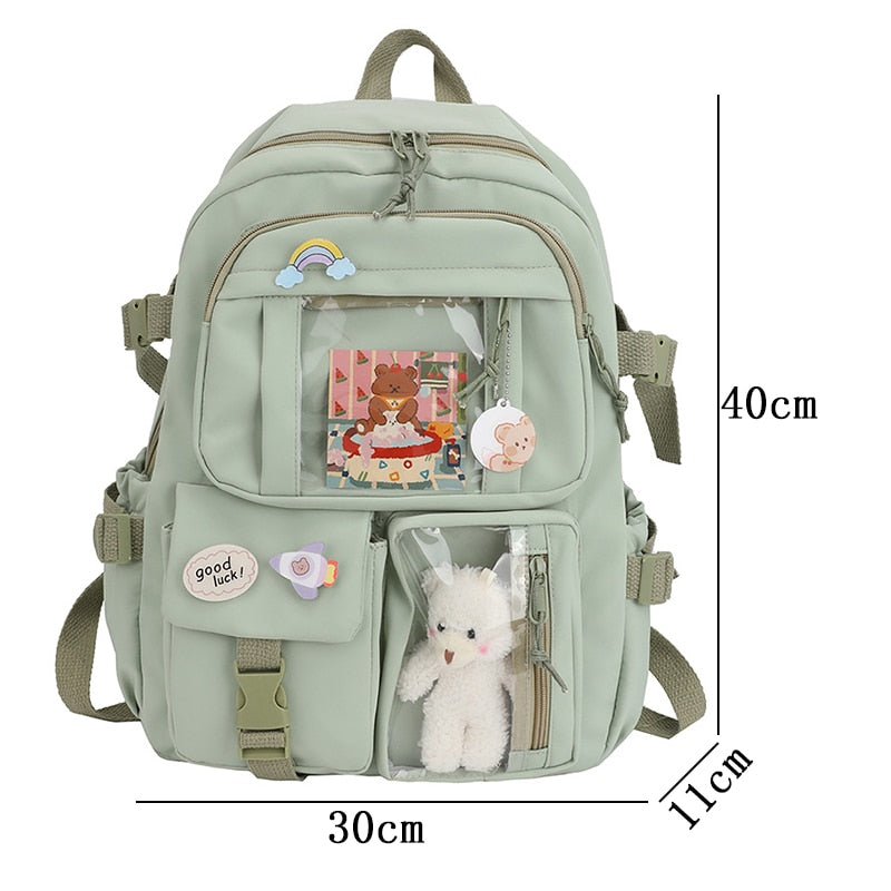 Kylethomasw Cute Women Backpacks Waterproof Multi-Pocket Nylon School Backpack for Student Female Girls Kawaii Laptop Book Pack Mochilas