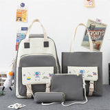 Kylethomasw 4 Pcs Women's Backpack Cartoon Print Cute Student School Bag For Teenage Girls Boys Waterproof Travel Rucksack Mochila 2022 New