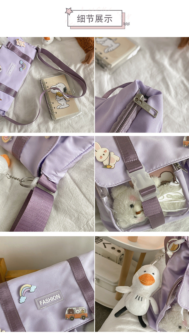 Kylethomasw Japanese Preppy Style School Bags For Teenage Girls Transparent Pockets Itabag Satchels Big Nylon Bag Messenger Crossbody Bags