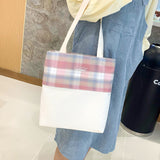 4 Pcs Women Backpack Kawaii Plaid School Bag Mochila Cute Book Schoolbag for Teenage Girl Travel Bagpack Large Capacity Rucksack