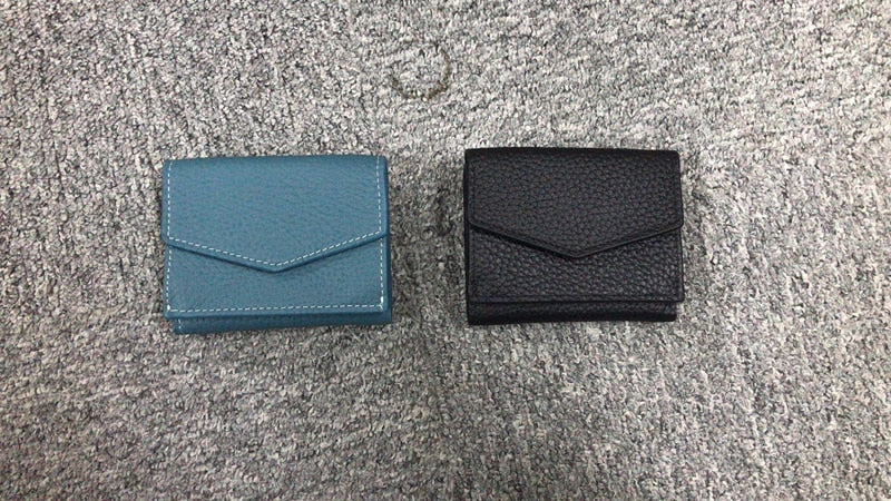 WR Short Three Fold Leather Wallet 2022 New Fashion Women's Cowhide Cabinet Color Contrast Multi Card Pocket Wallet