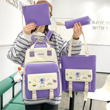 Kylethomasw 4 Pcs Women's Backpack Cartoon Print Cute Student School Bag For Teenage Girls Boys Waterproof Travel Rucksack Mochila 2022 New