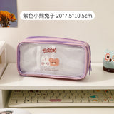 Kylethomasw Cute Pencil Bag Transparent PVC Student Cartoon Pencil Case Large Capacity Kawaii Bag Korean Stationery