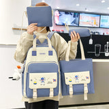 Kylethomasw 4 Pcs Women's Backpack Cartoon Print Cute Student School Bag For Teenage Girls Boys Waterproof Travel Rucksack Mochila 2022 New