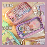 Kylethomasw Cute Pencil Bag Transparent PVC Student Cartoon Pencil Case Large Capacity Kawaii Bag Korean Stationery