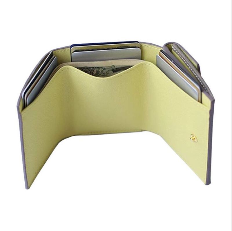 WR Short Three Fold Leather Wallet 2022 New Fashion Women's Cowhide Cabinet Color Contrast Multi Card Pocket Wallet