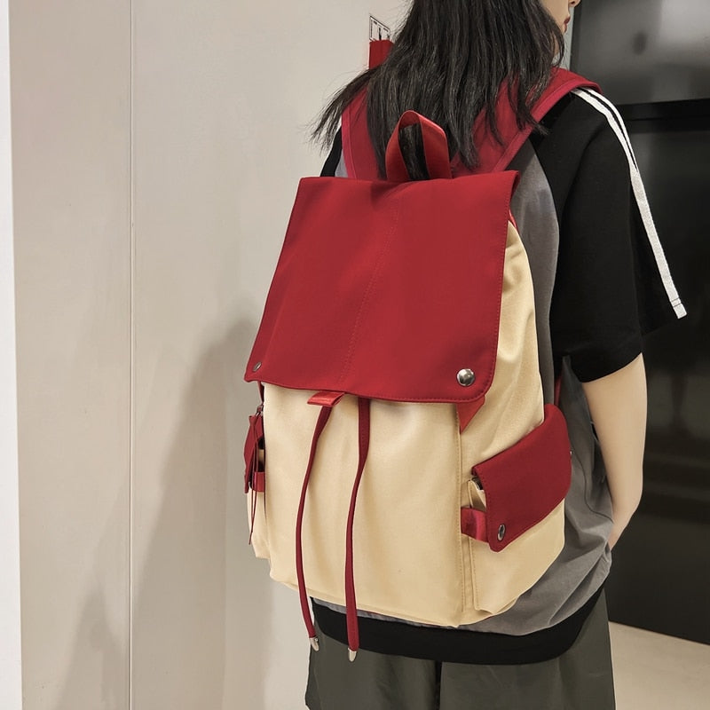 Kylethomasw Large Capacity Waterproof Women Backpack Multi-pocket College Teenage Girl's Draw String Schoolbag Laptop Backpack Men Bookbag