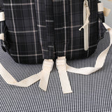 4 Pcs Women Backpack Kawaii Plaid School Bag Mochila Cute Book Schoolbag for Teenage Girl Travel Bagpack Large Capacity Rucksack