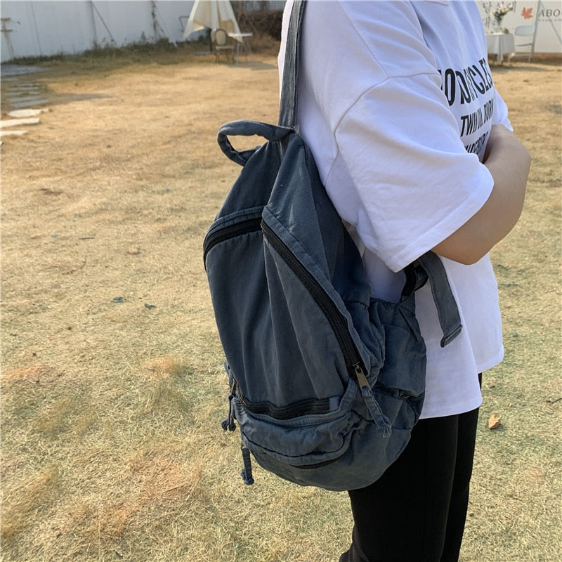 Kylethomasw Canvas Backpacks Women Solid Students Preppy School Bag for Teenager Girls Ladies Travel Backpack Bookbag New Korean