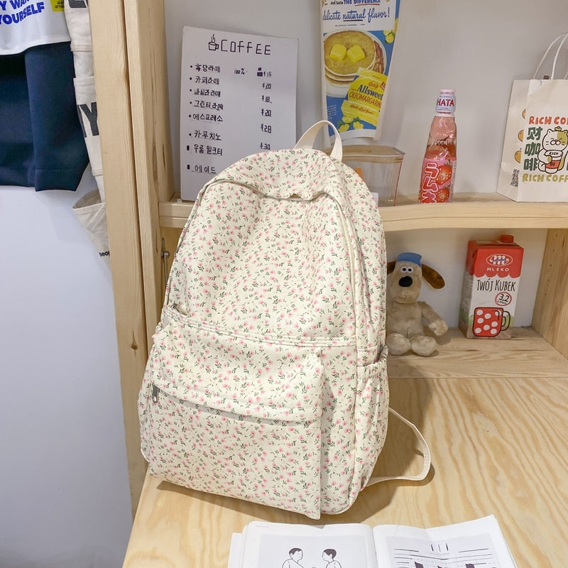 Kylethomasw Cute Women Backpack Nylon Female Casual Travel Bag High Quality Flower School Backpack for Teenage Girls Book Bags Knapsack