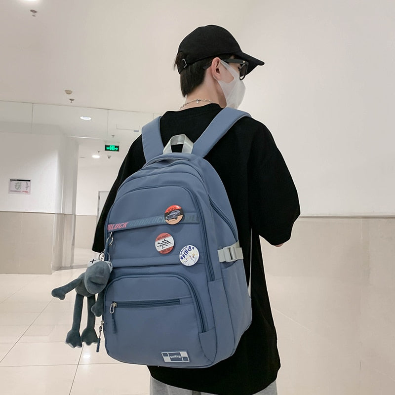 Kylethomasw Waterproof Nylon Men Women School Backpack Fashion Travel Lady Bag Trendy Girl Boy Laptop College Backpack Female Male Book Bags