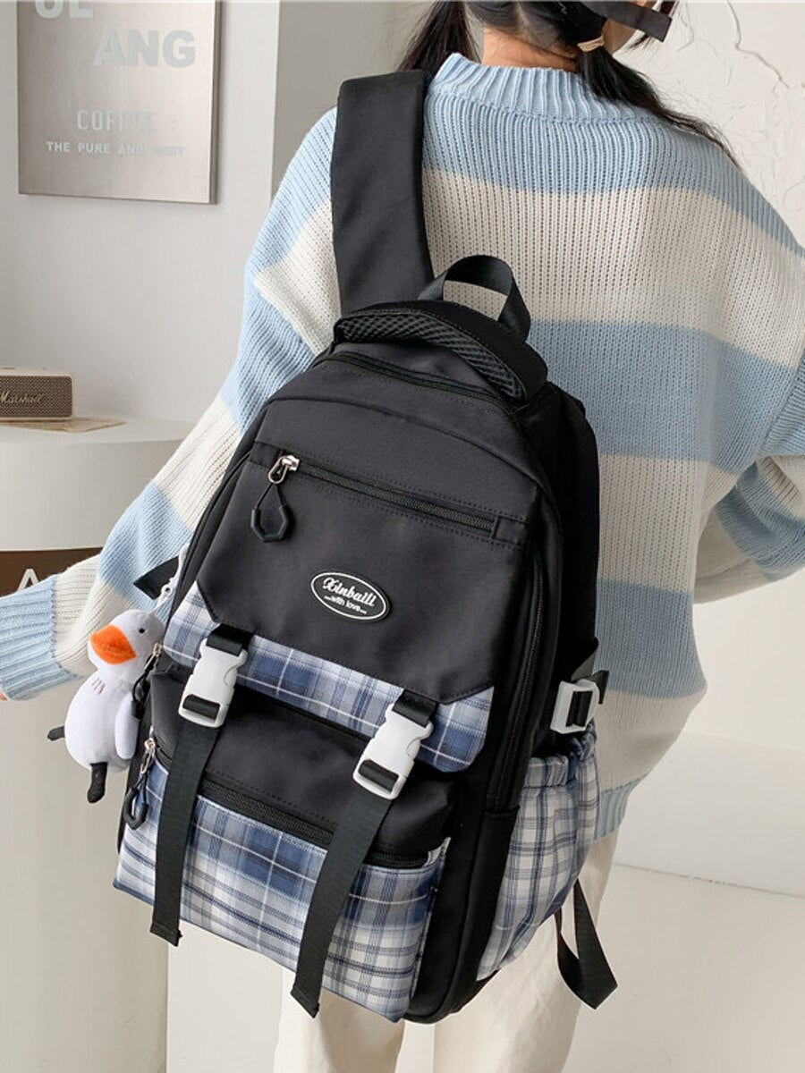 Kylethomasw Lattice College Kawaii Backpack Girl Cute Travel Backpack Trendy Cool Women School Bag Fashion Female Laptop Student Kids Bags