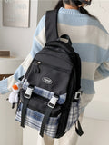 Kylethomasw Lattice College Kawaii Backpack Girl Cute Travel Backpack Trendy Cool Women School Bag Fashion Female Laptop Student Kids Bags