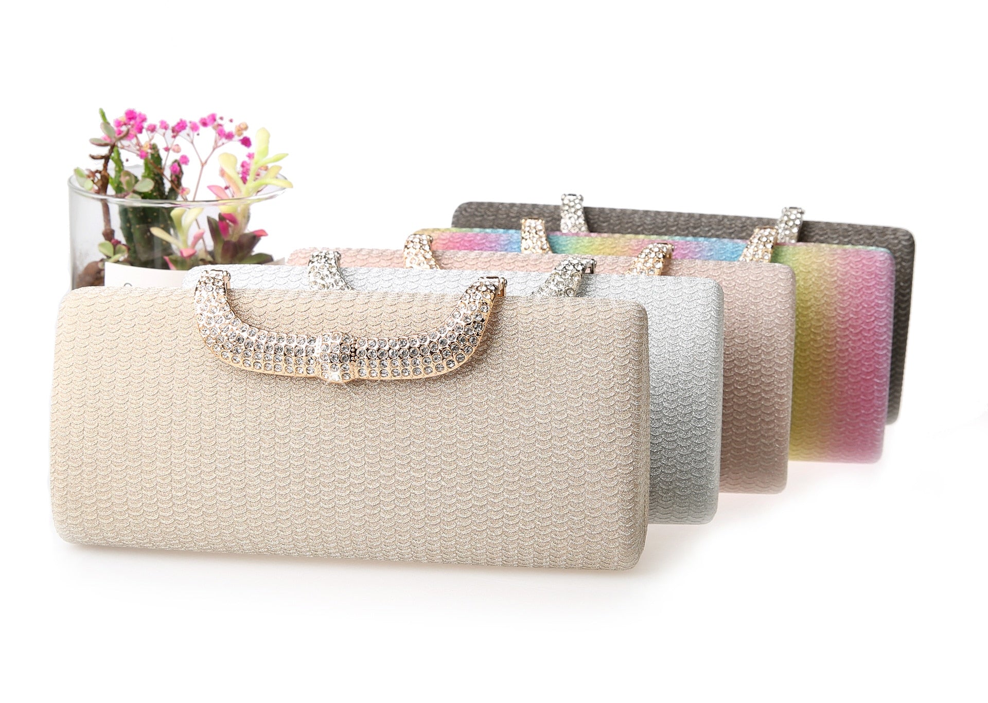 2022 New Trend Long Rhinestone Handbag Fashion Flash Banquet Purse Evening Bag Small Square Bag Z357