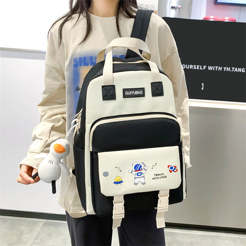 Kylethomasw 4 Pcs Women's Backpack Cartoon Print Cute Student School Bag For Teenage Girls Boys Waterproof Travel Rucksack Mochila 2022 New