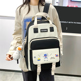 Kylethomasw 4 Pcs Women's Backpack Cartoon Print Cute Student School Bag For Teenage Girls Boys Waterproof Travel Rucksack Mochila 2022 New