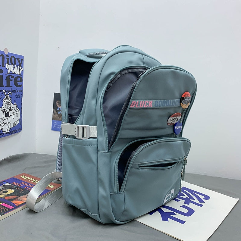 Kylethomasw Waterproof Nylon Men Women School Backpack Fashion Travel Lady Bag Trendy Girl Boy Laptop College Backpack Female Male Book Bags