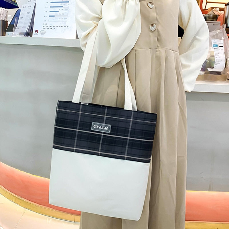 4 Pcs Women Backpack Kawaii Plaid School Bag Mochila Cute Book Schoolbag for Teenage Girl Travel Bagpack Large Capacity Rucksack