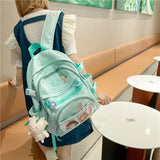 Kylethomasw New Nylon Women Backpack Fashion Multi-pocket Female Travel Bag Kawaii School Bag Backpack for College Girls Cute Bookbag