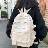 Kylethomasw Trendy Women Waterproof White Student Bag Fashion Lady Male Backpack Girl Boy Men Travel School Backpack Female College Book Bag