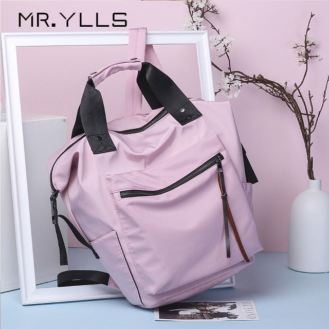 Fashion Nylon Waterproof Backpack Women Large Capacity Schoolbags Casual Solid Color Travel Laptop Backpack Teen Girls Bookbags