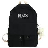 Kylethomasw New Student Women Cute Backpack Harajuku Cotton Fabric Female Fashion School Bag Girl Luxury Book Kawaii Backpack Lady Bag Black