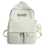 Kylethomasw New Student Women Cute Backpack Harajuku Cotton Fabric Female Fashion School Bag Girl Luxury Book Kawaii Backpack Lady Bag Black
