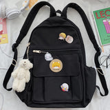 Kylethomasw  College Book Lady Badge Backpack Kawaii Fashion Girl School Bag Trendy Women Cute Backpack Nylon Female Harajuku Bag Student New