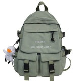 Women Waterproof Nylon Backpack Embroidery Cute College School Bag Girl Kawaii Student Backpack Fashion Book Lady Bag Female New