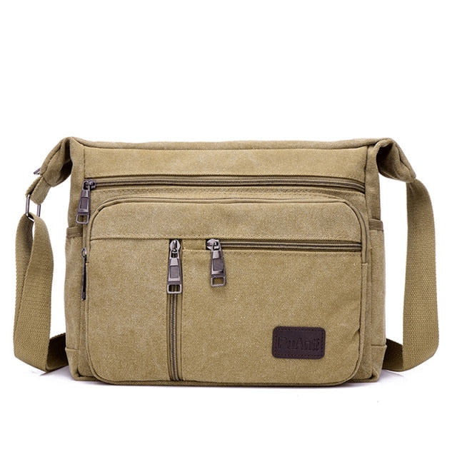 Kylethomasw Good Qualtiy Travel Bag Canvas Casual Shoulder Crossbody Outdoor Bags Mens Travel School Retro Zipper Shoulder Bag