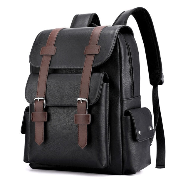 Korean Version Of Large Capacity Backpack Soft PU Leather Waterprof Wearable Men's Laptop Backpack Bag Fashion Mens Bag School