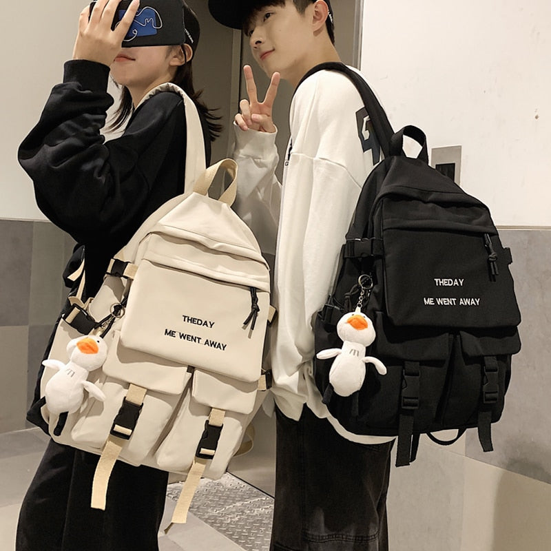 Tooling Style Women's Backpacks Large Capacity School Bags for Teens Korean Harajuku Female School Backpack Woman Multi-pockets